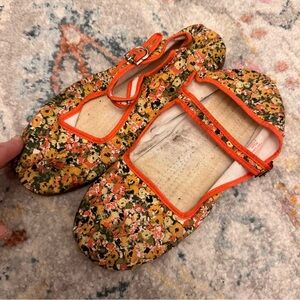 Urban Outfitters Floral Flats with Orange Trim